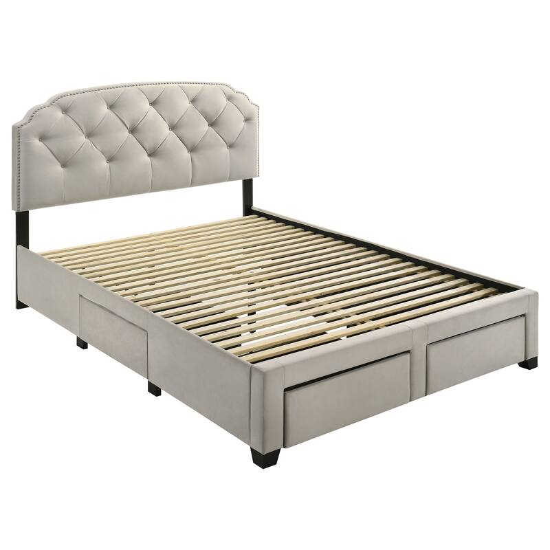 Marianna 4-drawer Upholstered Storage Bed Cream