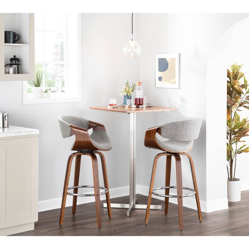 Carson Carrington Sauda 30" Fixed-Height Bar Stool with Bent Wood Legs and Round Footrest (Set of 2)