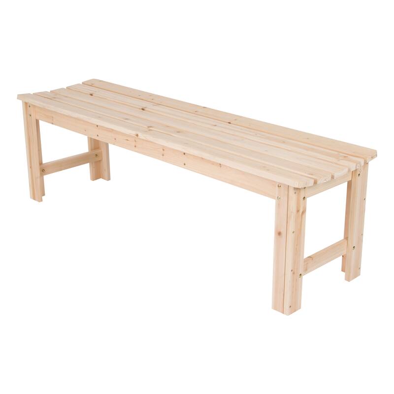 Shine Company 5FT Backless Garden Bench, Cedar Wood, HYDRO-TEX Finish - Natural