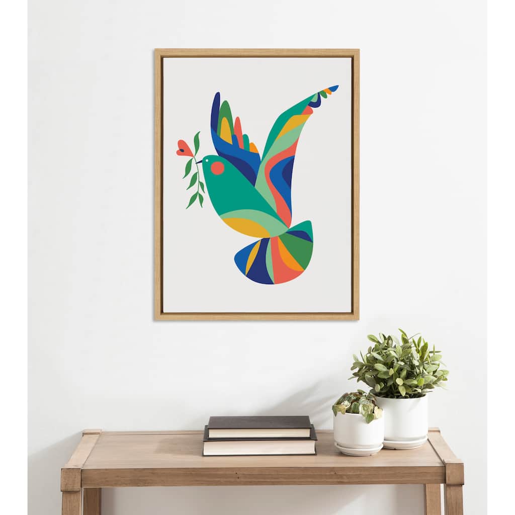 Kate and Laurel Sylvie Bird of Peace Framed Canvas by Rachel Lee