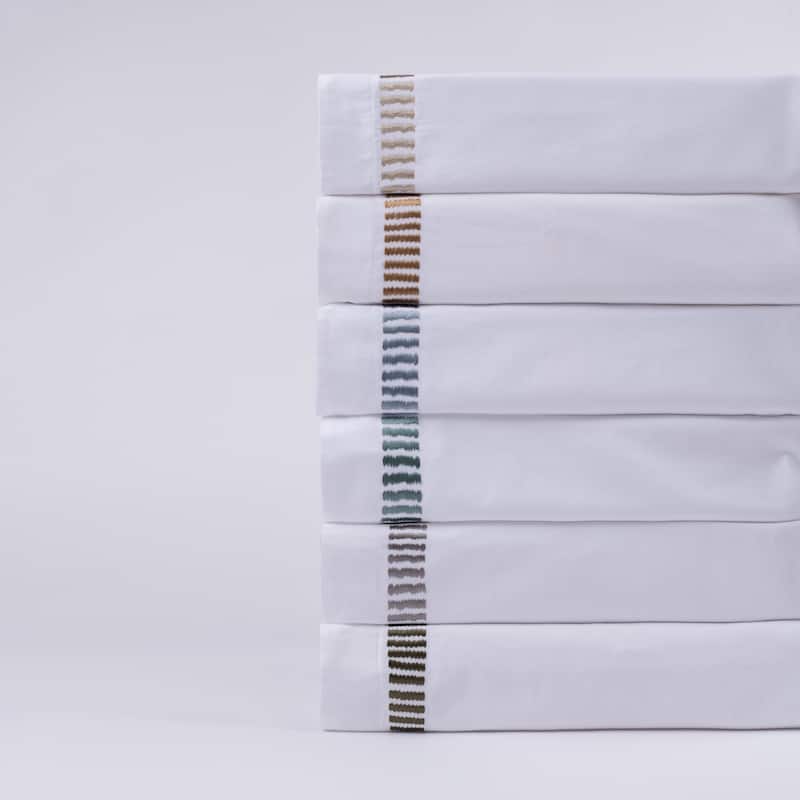 Savona Sheet Set, Embroidered Grey - Euro Sheet - Grey