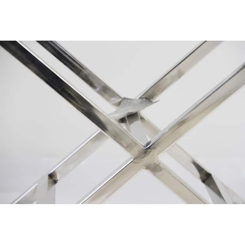 Pasargad Home Forest Silver Steel and Cowhide Upholstered Bench