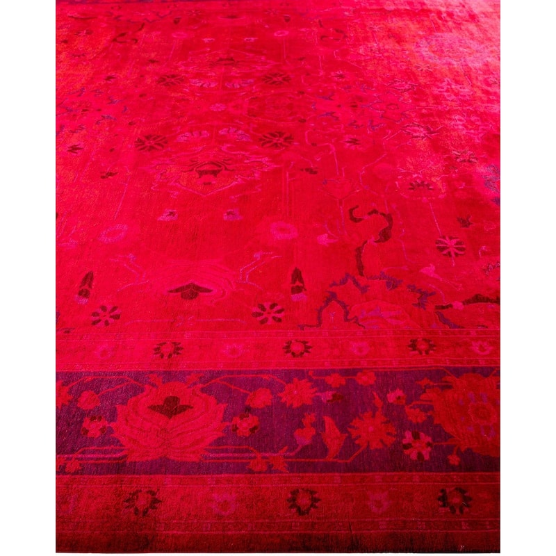 Overton Hand Knotted Wool Vintage Inspired Modern Contemporary Overdyed Red Area Rug - 9' 10" x 17' 7"