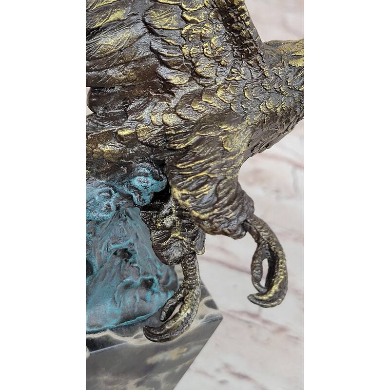 Art Deco Multi Color Patina American Bald Eagle Clic Bronze Statue Artwork