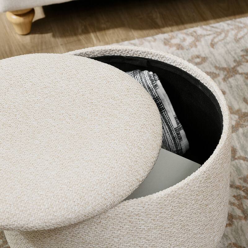 Multifunctional Storage Ottoman with Thick Foam Seat and Hidden Compartment for Living Room or Bedroom