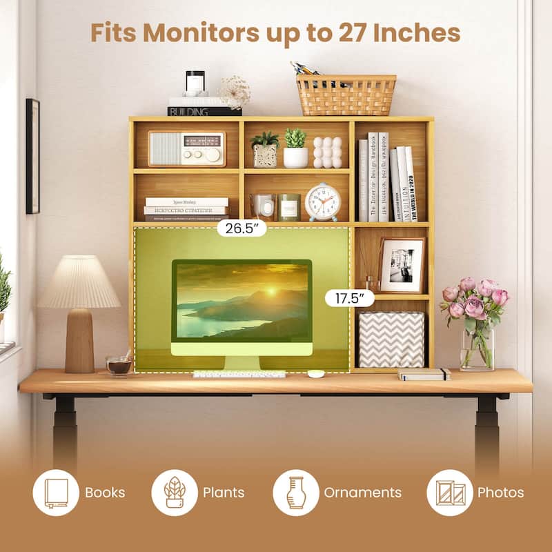 Costway Desktop Bookshelf Desk Storage Hutch with 7 Open Cubbies & 3 - See Details