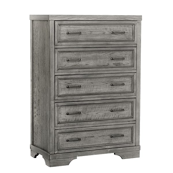 slide 2 of 7, Foundry 5-Drawer Chest Brushed Pewter