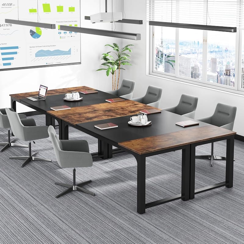 63" Executive Desk, Large Modern Office Computer Workstation with Thick Metal Frame, Business Furniture for Home Office