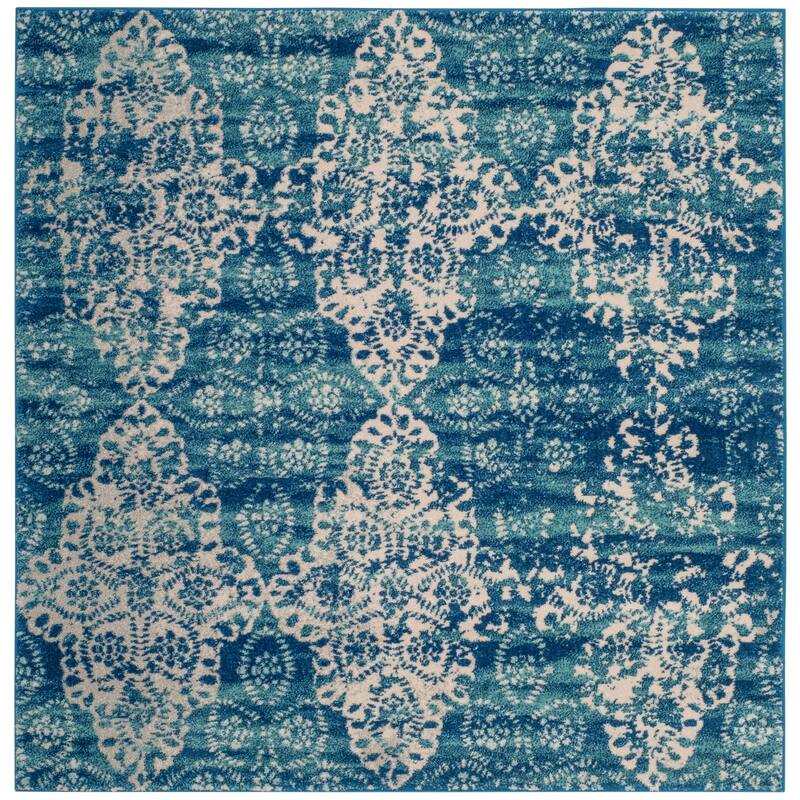 SAFAVIEH Evoke Lilliane Distressed Vintage Boho Rug - 5'3" Square - Royal/Ivory