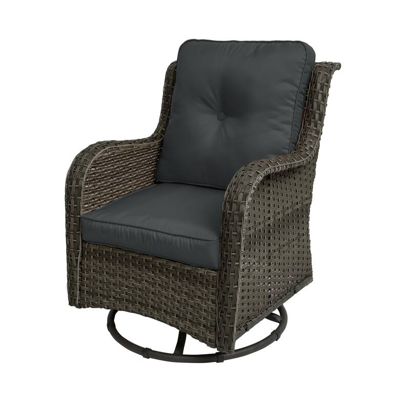 Patio Rattan Chairs Outdoor Wicker Swivel Rocker with Cushion