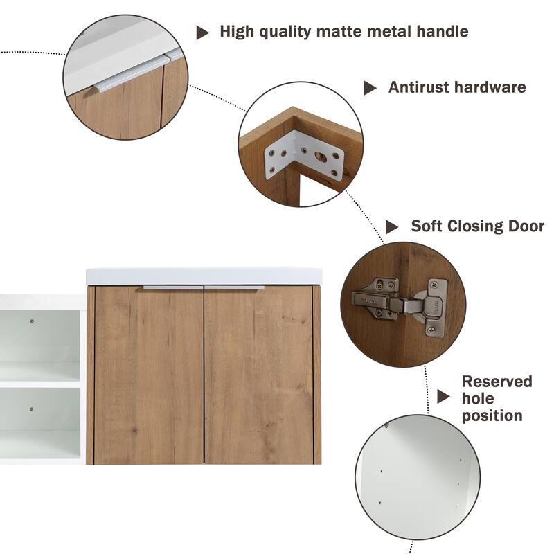 Beingnext 24"/36"/48"/60"/72"/84" Bathroom Vanity with Sink, Floating Bathroom Vanity with Soft Close Door and Shelf