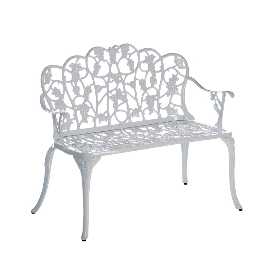Grape 42 in. White Metal Outdoor Garden Bench