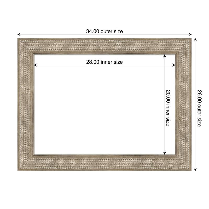 Amanti Art Trellis Gold Framed Dry Erase Magnetic Board - 34 x 26 in - Trellis Silver