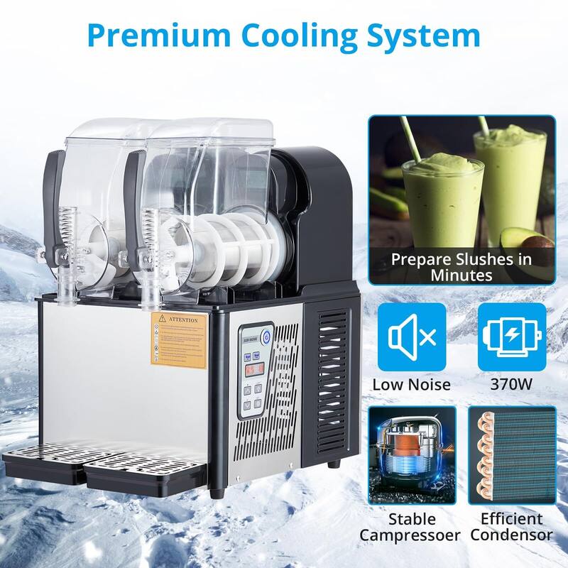 Commercial Slushie Machine - 0.8 Gal Self-Cleaning