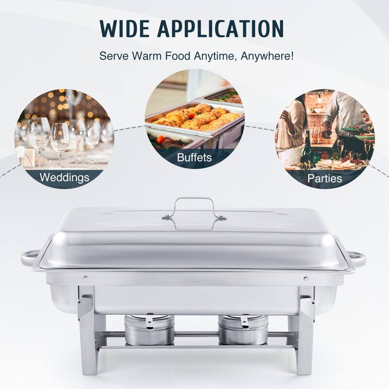 4 Packs Stainless Steel 8 Quarts Rectangle Chafing Dish