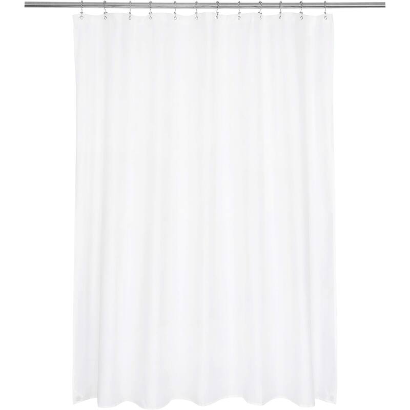 Waterproof Extra Long Fabric Shower Curtain or Liner, White, 72"x84"