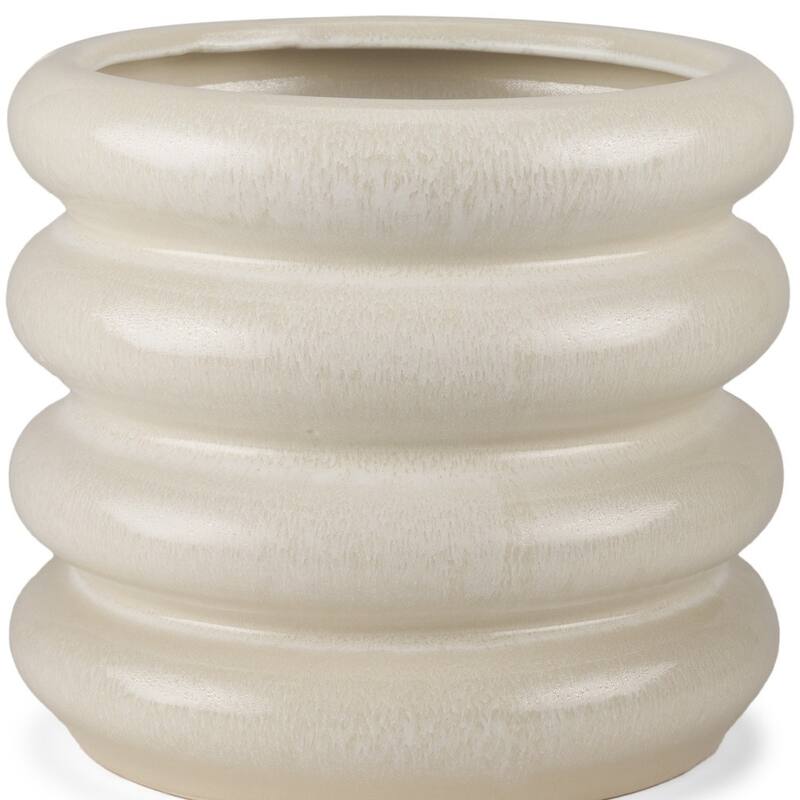 12" Cream Cylinder Ceramic Table Vase - 12.80