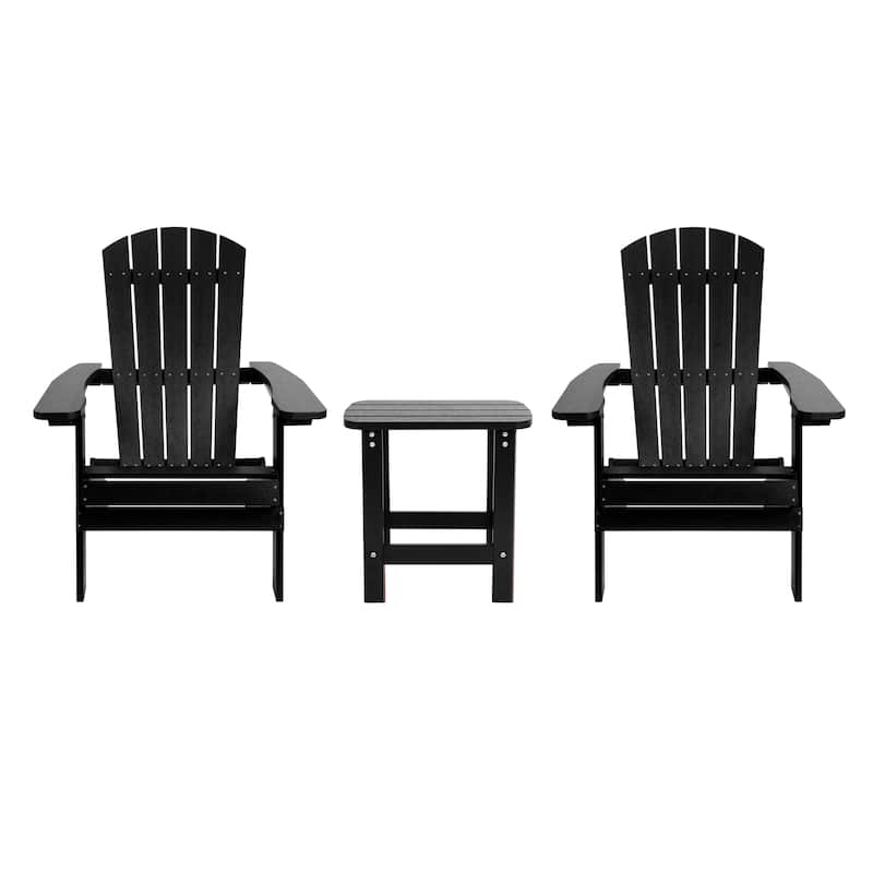 Set of 2 Indoor/Outdoor Folding Adirondack Chairs with Side Table - 34"D x 30.25"W x 37"H