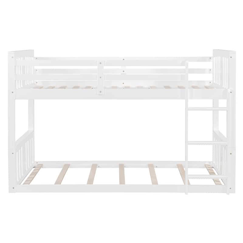 Twin Over Twin Bunk Bed with Ladder, White