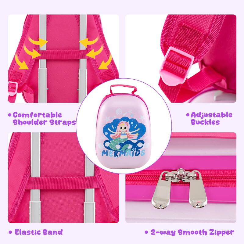 Costway 2PC Kids Carry On Luggage Set 12" Backpack and 16" Rolling - See Details