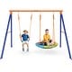 preview thumbnail 1 of 5, Swing Set with Stand for Kids Heavy-duty Metal A-Frame Outdoor - 86.6 X 68.5 X 72.1 in Blue & Orange - 86.6  X 68.5 X 72.1 in - Kids - Swing Set