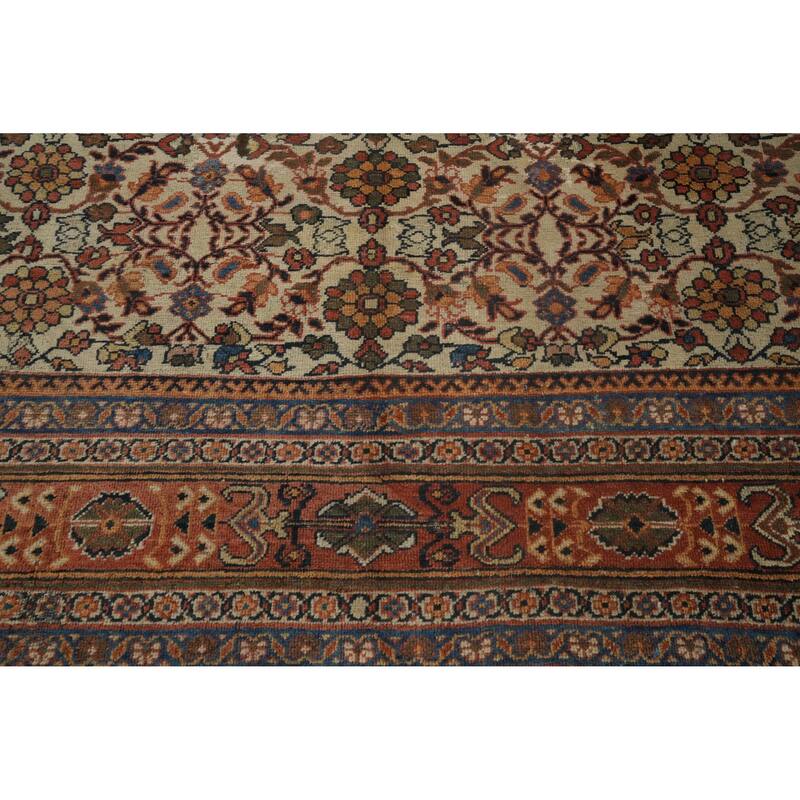 Hand Knotted Oriental 100% Wool Carpet Traditional All-Over Beige & Ivories Mahal Area Rug - 10' 8'' X 9' 0''