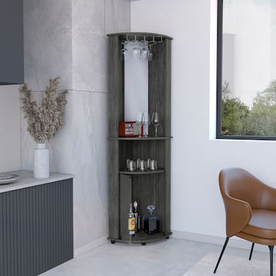 Corner Bar Cabinet for Kitchen,Dining Room, Rack, Glass Door