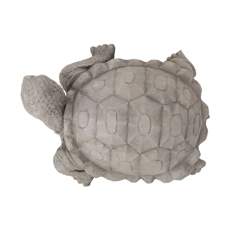 Roomfitters Outdoor Turtle Garden Statue, 15-Inch Cast Stone Decorative Sculpture in Lightweight Concrete, Dark Gray