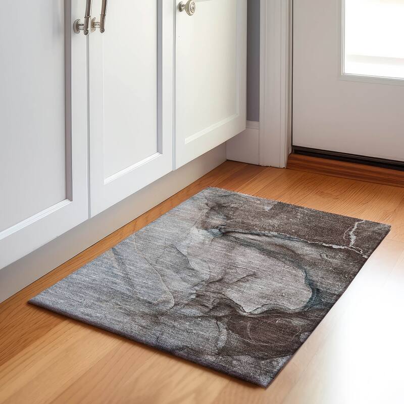 Premium Washable Super Soft Contemporary Mayfield Rug - Taupe - 1' 8" x 2' 6" - Rectangle