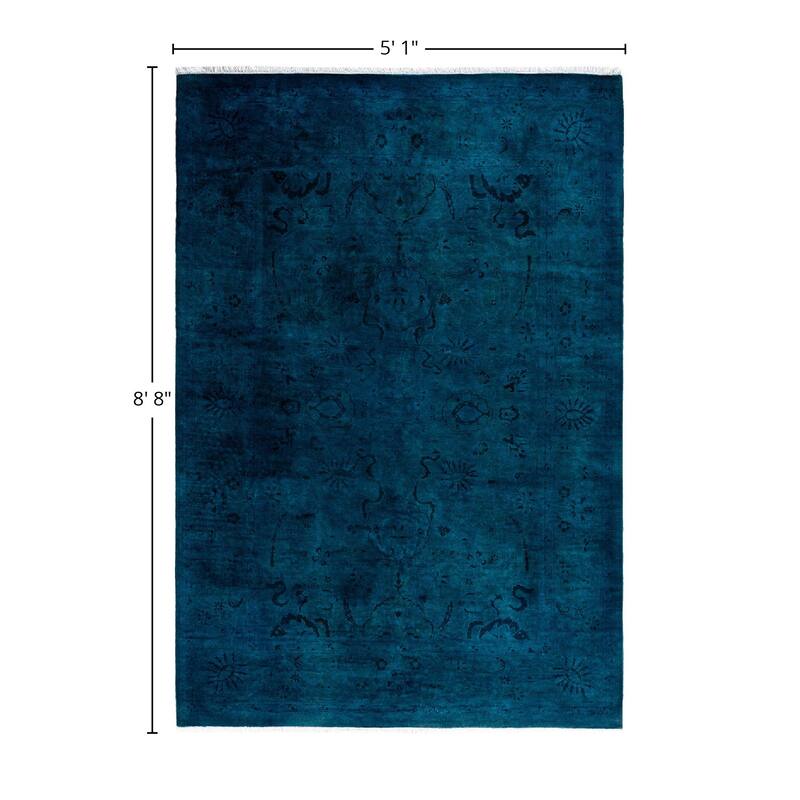 Fine Vibrance One-of-a-Kind Hand-Knotted Area Rug - Blue, 5' 10" x 8' 8" - 5' 10" x 8' 8"