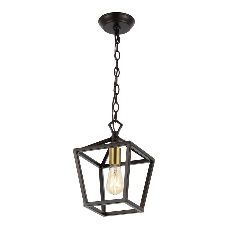 Virginia 8" 1-Light Vintage Farmhouse Iron Chain Pagoda LED Pendant, by JONATHAN Y