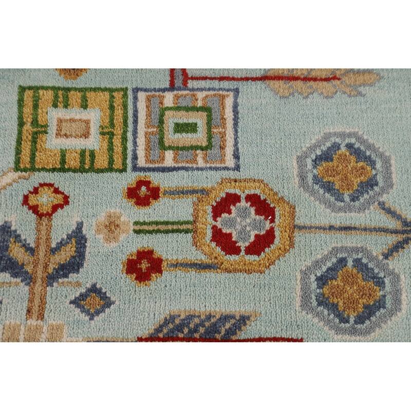 Light Blue Kazak Oriental Area Rug Handmade Wool Carpet - 7'10"x 9'10"