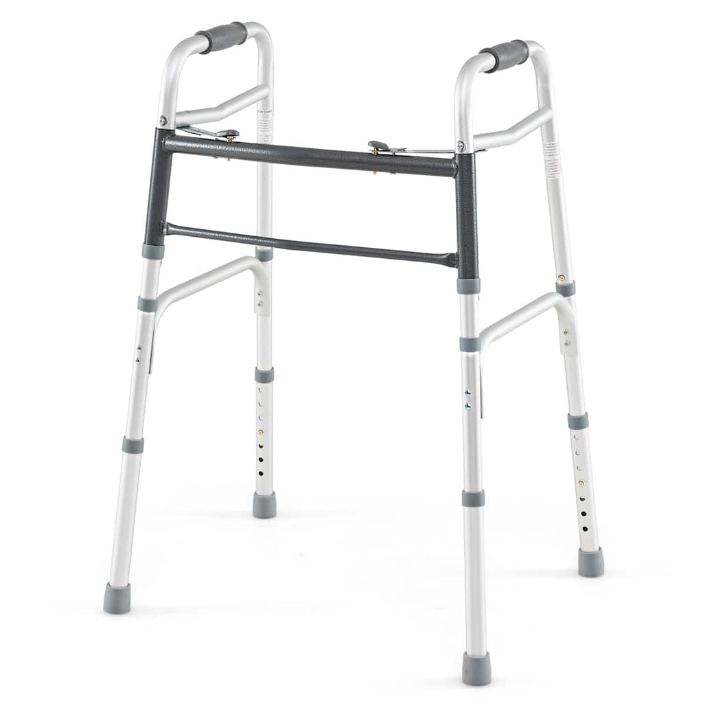 Gymax 2-Button Folding Walker Lightweight Aluminum Mobility Aid