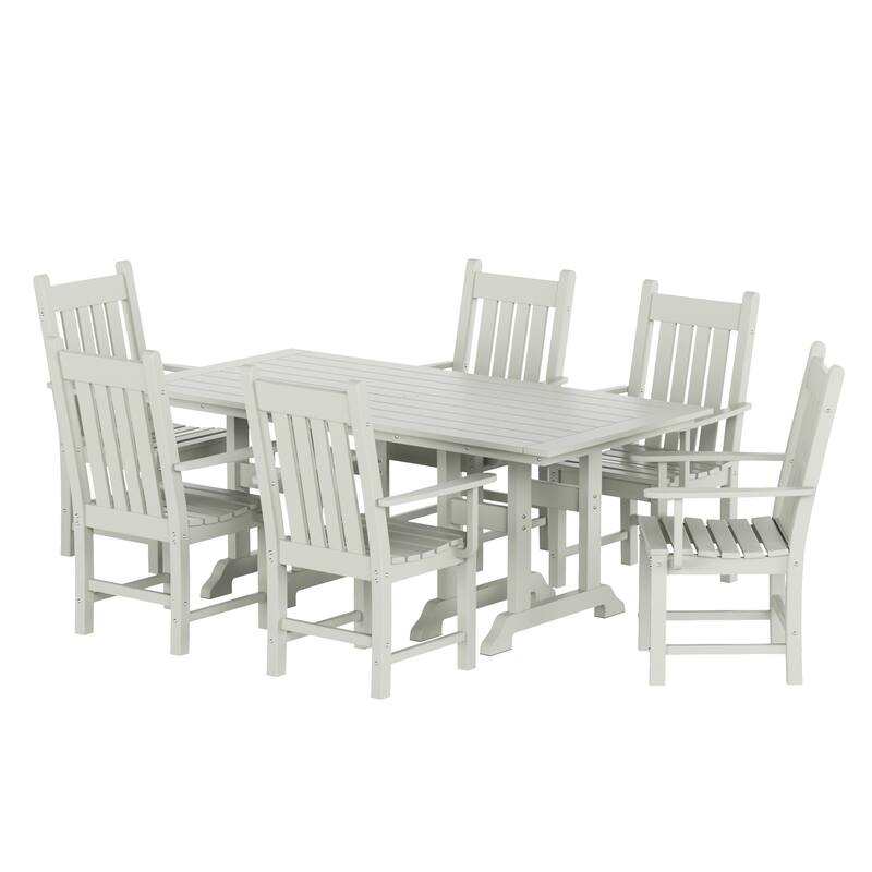 Laguna Hdpe All Weather Outdoor Patio Dining Set with Rectangle Table, Arm Chairs (7-Piece Set)