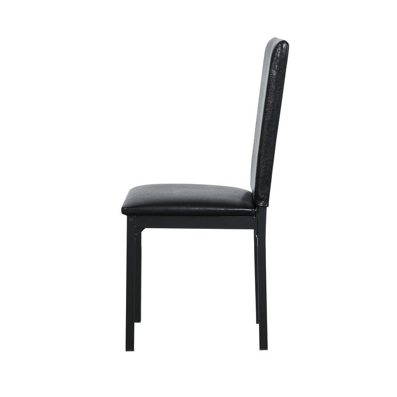 5-Piece Faux Marble Dining Set with 4 Chairs, Faux Leather Chairs Upholstered Dining Chairs Side Coffee Chairs