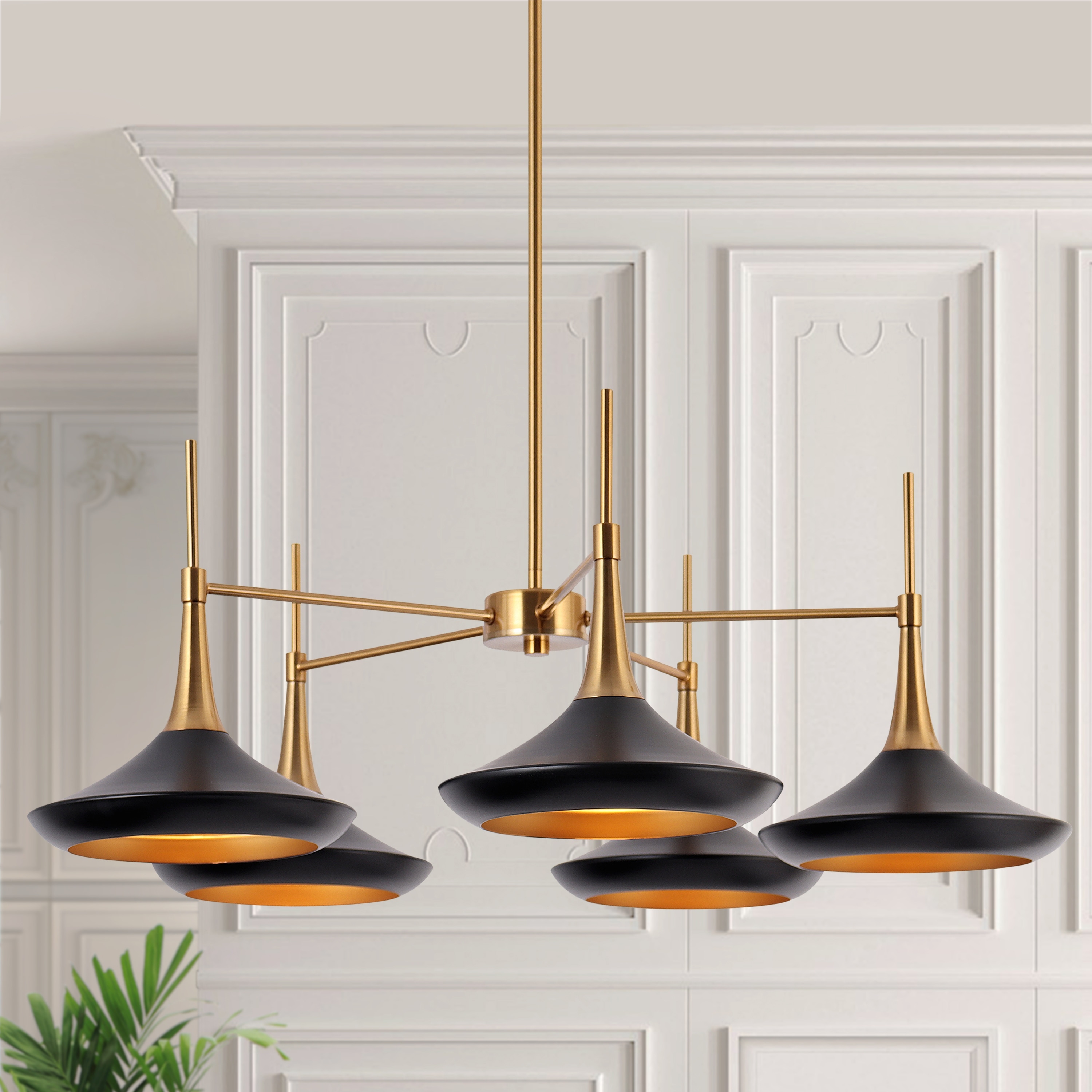 【60％OFF】 Black Modern Mid-Century Conia 5-Light for Chandelier Wheel 食器