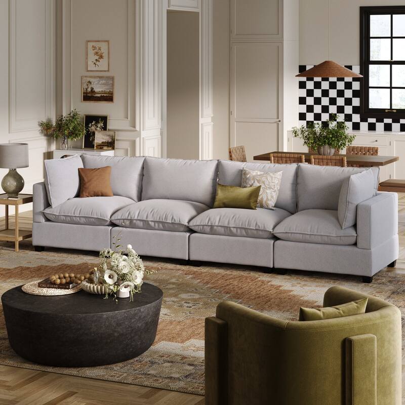 Chelsea Modern Cloud Modular Upholstered Sofa with Deep Seat and Plush Cushions