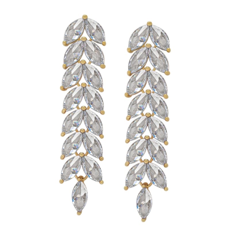 Victoria Townsend Silver Plated Cubic Zirconia Drop Leaf Earring