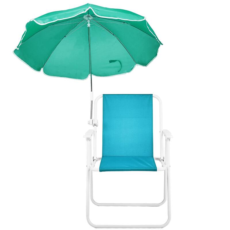 Folding Beach Chair with Umbrella for Adults, Lightweight Porable Camping Chair - 21.7 x 20.5 x 28.7 in (55 x 52 x 73 cm)