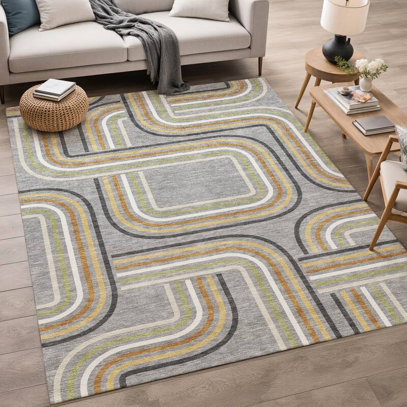 Machine Washable Indoor/ Outdoor Modern Leawood Chantille Rug