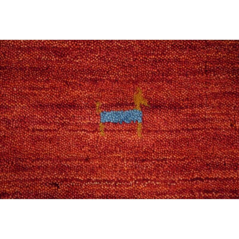 Hand Knotted Oriental 100% Wool Carpet Tribal Animal Pictorial Oranges & Rust Gabbeh Area Rug - 8' 7'' X 5' 8''