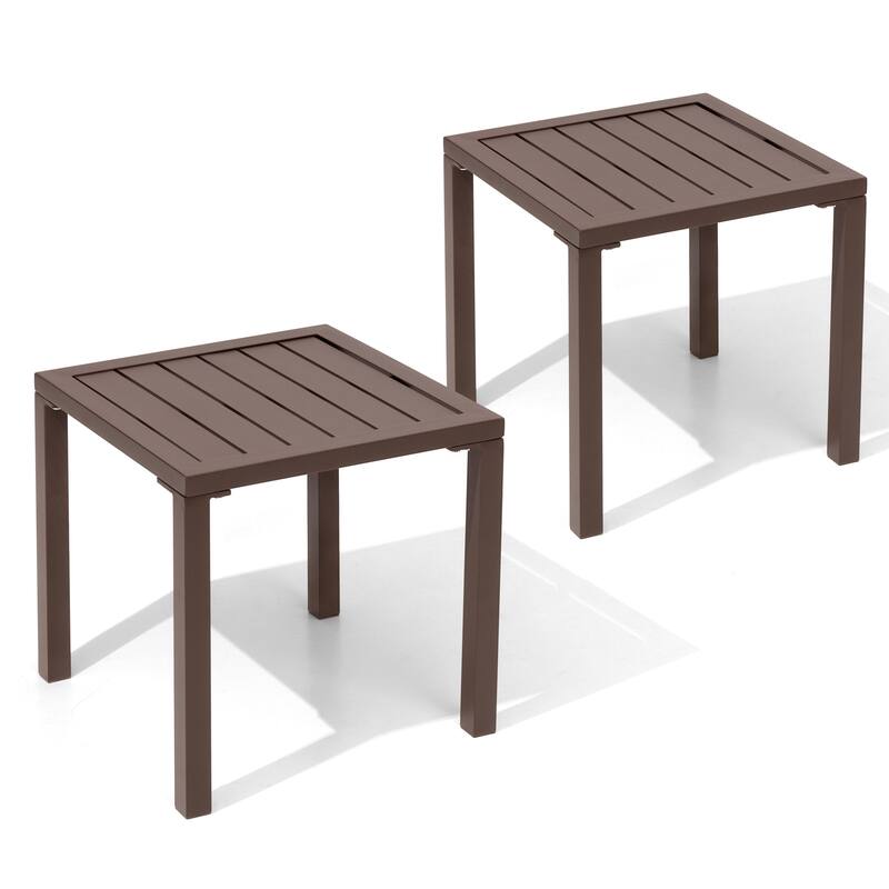 Crestlive Products Modern Square Aluminum Side End Table - Brown - 2PC