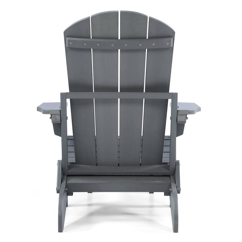 Hurley Folding Poly Plastic Adirondack Chair with Pull-out Ottoman