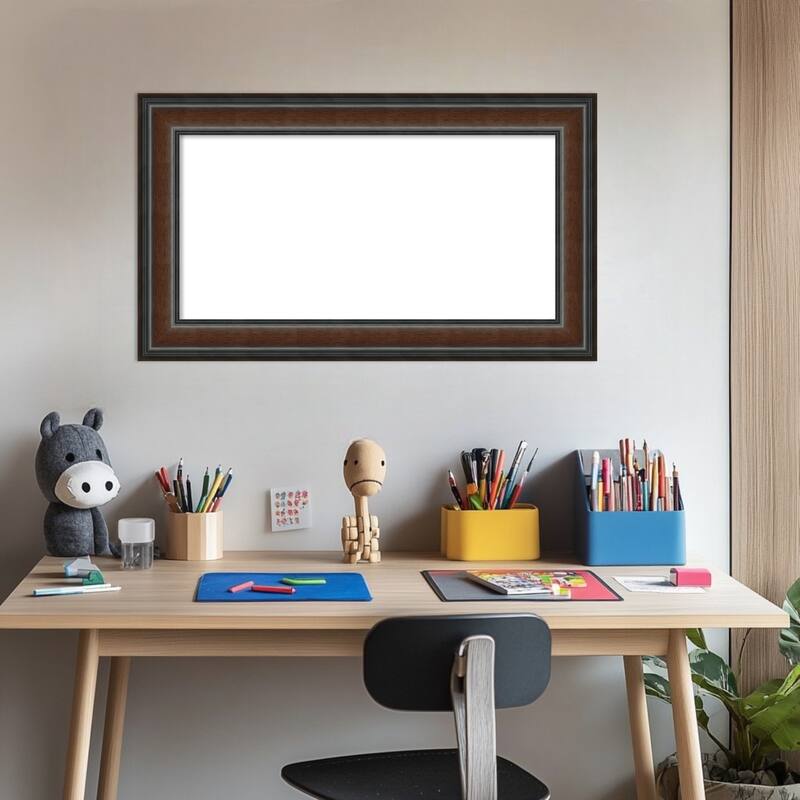 Amanti Art Cyprus Walnut Framed Dry Erase Magnetic Board