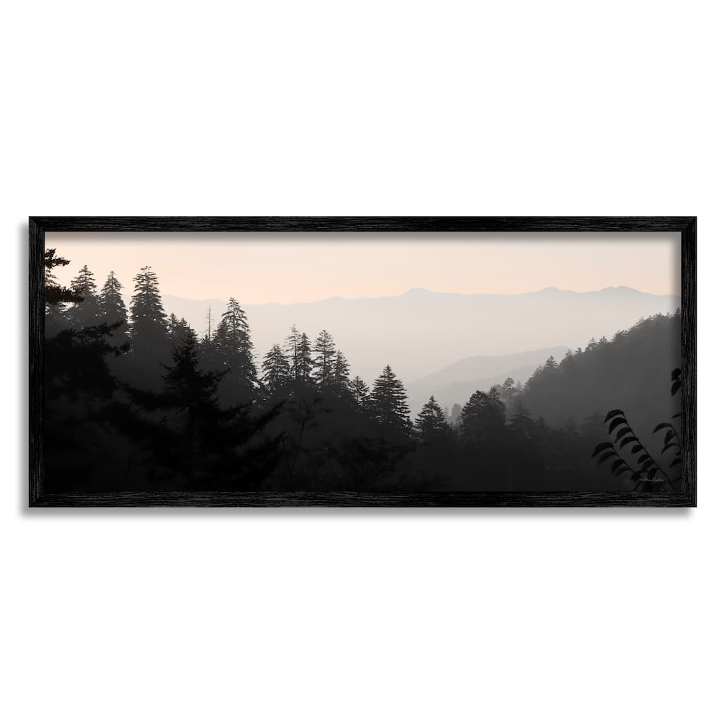 Stupell Woodland Forest Nature Silhouette Warm Sky Mountains Framed Wall Art, Design by Lori Deiter