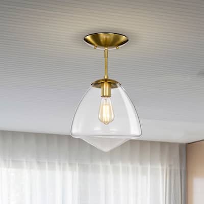 Zylo Semi-Flush Mount Metal Ceiling Lamp with Clear Glass Shade