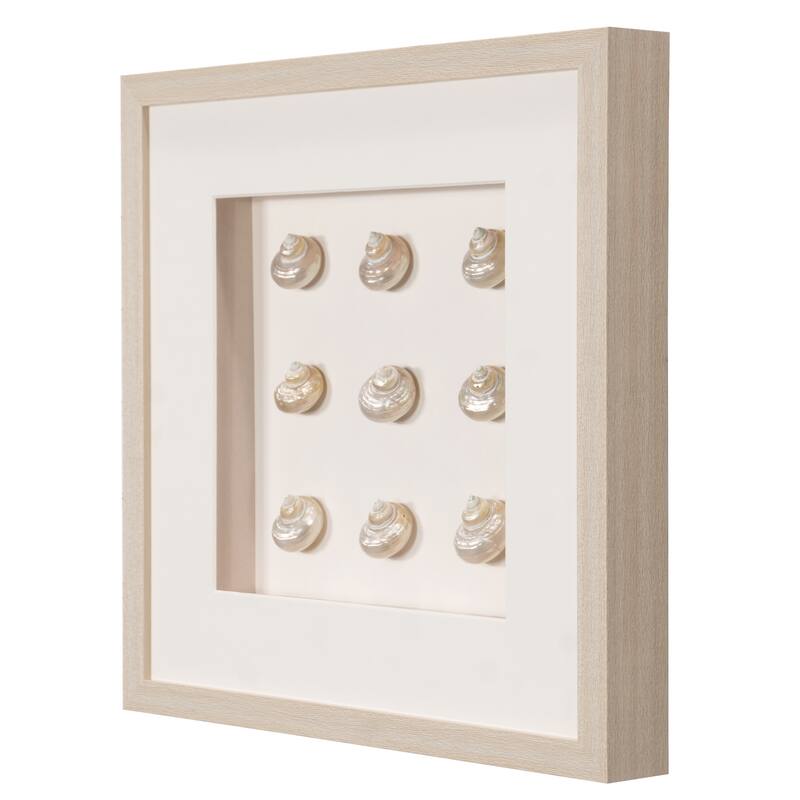 HUJI Handmade Pearlescent Sea Shell Shadow Box Wall Decor for Bathroom Bedroom