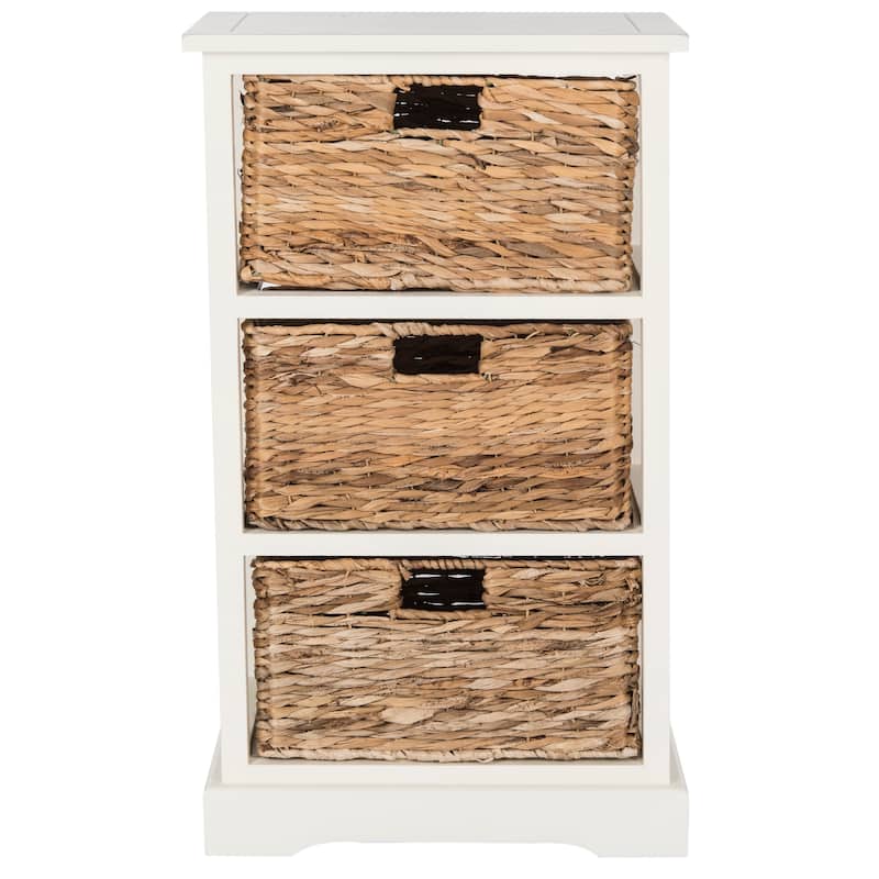 SAFAVIEH Evaline Distressed Black 3 Wicker Basket Storage Unit - 17.3" x 13.4" x 29.5" - 17Wx13Dx30H