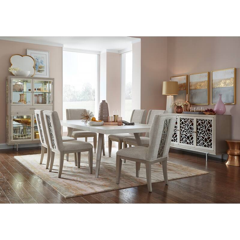 Magnussen Home Lenox Acadia White Upholstered Host Chair Two Pack - 21''W x 25.75''D x 39.5''H