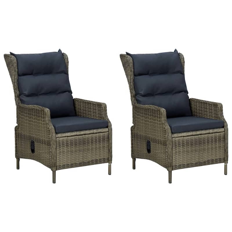 3pc Outdoor Lounge Chair Set with 1 End Table, Black, Brown Rattan